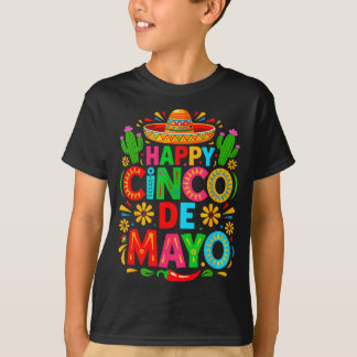 ハッピー シンコ デ マヨ メキシコ ソンブレロ マーガリータ ハッピー Tシャツ