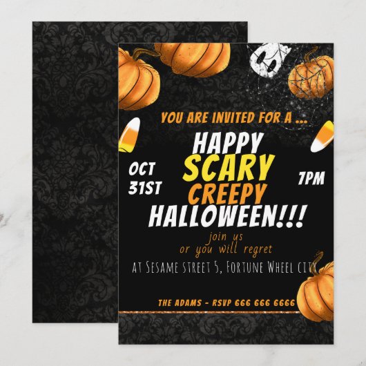 ハッピー スケアリー クリーピー ハロウィン ご招待 招待状 (正面/裏面)