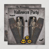 ハッピー スケルトンのお化け屋敷 ハロウィン パーティー 招待状 (正面/裏面)