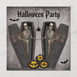 ハッピー スケルトンのお化け屋敷 ハロウィン パーティー 招待状