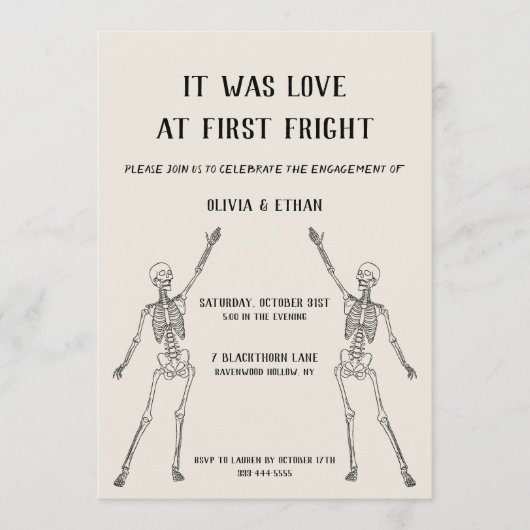 ハッピー スケルトンの婚約パーティー招待状 招待状 (正面)