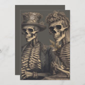 ハッピー スケルトン カップル 招待状 (正面/裏面)