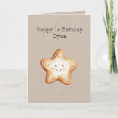 ハッピー スター ジンジャーブレッド クッキー 誕生日 カード (正面)