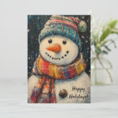 ハッピー スノーマン ホリデー カード (スタンド正面)