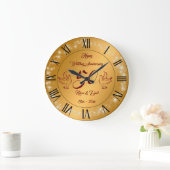 ハッピー スパークリー カスタマイズ ゴールド 50周年記念 ラージ壁時計 (ホーム)