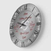 ハッピー スパークリー カスタマイズ シルバー 25周年記念 ラージ壁時計 (傾斜)