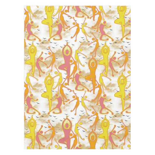 ハッピー ダンシング ヨガ ガール テーブルクロス (正面)