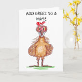 ハッピー・チキン カード (黄色い花)