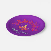ハッピー・ディワリ20xx紫イエローレッド7"を追加 ペーパープレート (アングル)