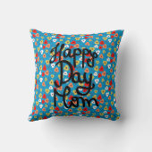 ハッピー・デイ・ママ・カラフルフローラ・フラワーズ・マザーズ・デイ クッション (裏面)