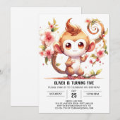 ハッピー デジタル モンキー バースデー 招待状 (正面/裏面)