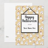 ハッピー・ドゥードル・ハロウィン・ゴースト・パターン・ホリデー・カード シーズンカード (正面/裏面)