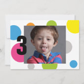 ハッピー・ドッツの誕生日パーティー写真招待状 招待状 (裏面)