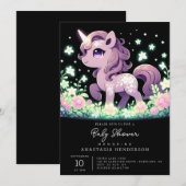 ハッピー ドリーミー ユニコーン ベイビー シャワー 招待状 (正面/裏面)