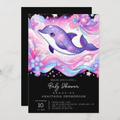 ハッピー ドルフィン ベイビー シャワー 招待状 (正面/裏面)