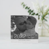 ハッピー・ニューイヤーズ・グリッター・シルバー写真 カード (スタンド正面)