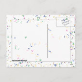 ハッピー·ニューイヤーズ·文字(パーティー·ハットと紙吹雪) シーズンポストカード (裏面)