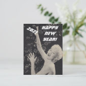 ハッピー・ニューイヤー2021年ヴィンテージ・パーティー・ピンアップ・ガール・レディー ポストカード (スタンド正面)