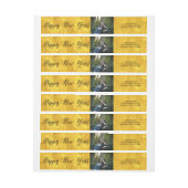 ハッピー・ニューイヤー・シンプルスクリプトゴールデン・フォト・アドレス ラップアラウンドラベル (シート)