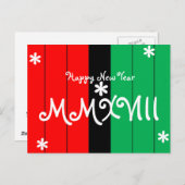 ハッピー·ニュー·イヤー2018クワンザストライプのカラーズ シーズンポストカード (正面/裏面)