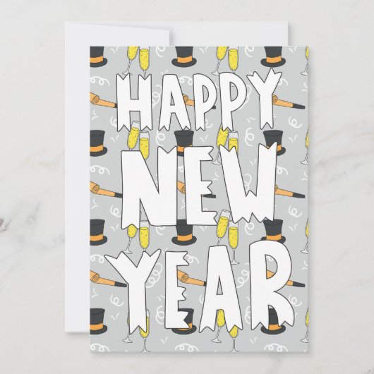 ハッピー·ニュー·イヤー·スケッチー·招待状 招待状 (正面)