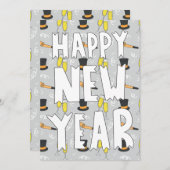 ハッピー·ニュー·イヤー·スケッチー·招待状 招待状 (正面/裏面)