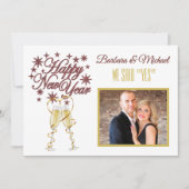 ハッピー・ニュー・イヤー 私たち結婚しました おめでとうカード 招待状 (正面)