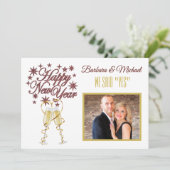 ハッピー・ニュー・イヤー 私たち結婚しました おめでとうカード 招待状 (スタンド正面)