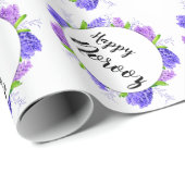 ハッピー ノーローズ パープル ヒアシンス リース 新年 ラッピングペーパー (ロールコーナー)