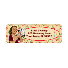 ハッピー・ハウスワイフ 返信先ラベル - チェリー背景 ラベル