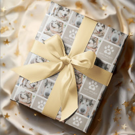 ハッピー ハウリデイズ かわいいフォトグリッド ドッグ クリスマス ラッピングペーパー