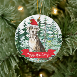 ハッピー・ハウリデイズ カタフーラ・レオパード・ドッグ クリスマス オ セラミックオーナメント