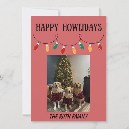 ハッピー・ハウリデイズ クリスマス ライト 写真入りグリーティングカード (正面)