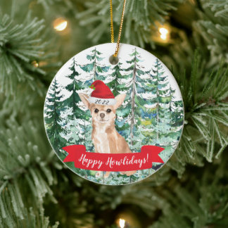 ハッピー・ハウリデイズ チワワ 犬のクリスマス オーナメント