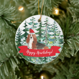 ハッピー・ハウリデイズ バセットハウンド 犬 クリスマス オーナメント