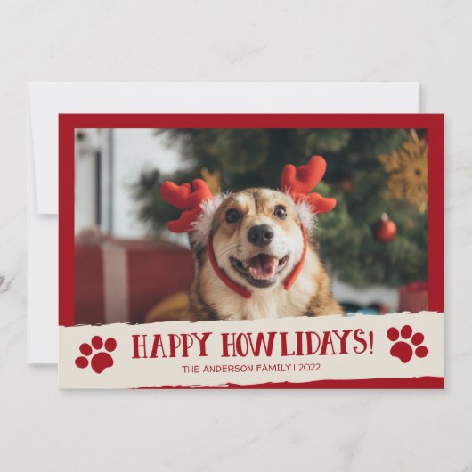 ハッピー・ハウリデイズ ペット・犬の写真 クリスマスカード (正面)