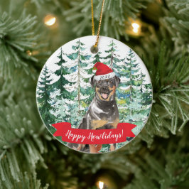 ハッピー・ハウリデイズ ロットワイラー クリスマス オブジェ セラミックオーナメント
