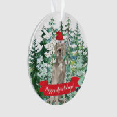 ハッピー・ハウリデイズ ヴァイマラナー 犬 クリスマス オーナメント (正面)