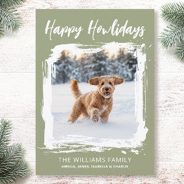 ハッピー・ハウリデイズ 犬のフォトクリスマス グリーン シーズンカード