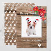 ハッピー ハウリデー クリスマス ペットの写真入りカード (正面/裏面)