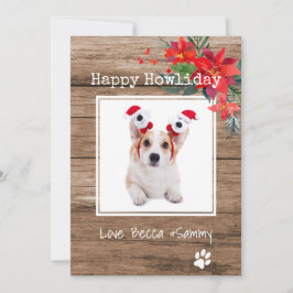 ハッピー ハウリデー クリスマス ペットの写真入りカード