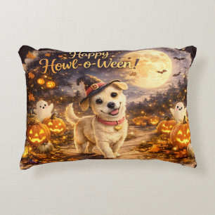 ハッピー・ハウルウィーン かわいい犬のハロウィンデザイン アクセントクッション