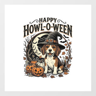 ハッピー・ハウルオウィーン・ビーグル・魔女の帽子・ハロウィンTシャツ ウィンドウサイン
