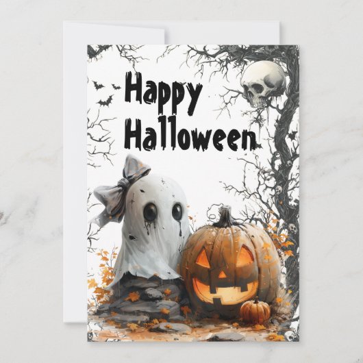 ハッピー・ハウンツ - カスタマイズ可能なハロウィン シーズンカード (正面)