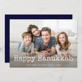 ハッピー·ハヌカ|タイプライター文字と写真 シーズンカード (正面/裏面)