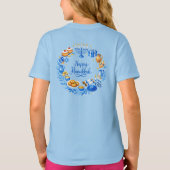 ハッピー ハヌカ フラワー リース Tシャツ (裏面)