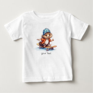 ハッピー ハリネズミ 水彩 赤ちゃんTシャツ ベビーTシャツ