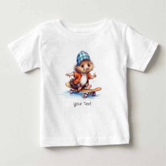 ハッピー ハリネズミ 水彩 赤ちゃんTシャツ ベビーTシャツ (正面)