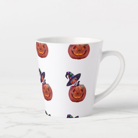 ハッピー ハロウィン - かぼちゃ ハロウィン マジック カフェラテマグ (右)