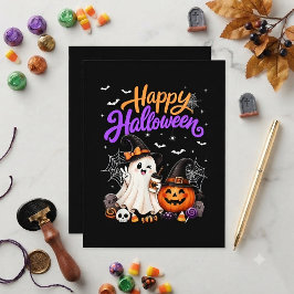 ハッピー ハロウィン かわいい おばけ パンプキン スプーキー シーズンポストカード